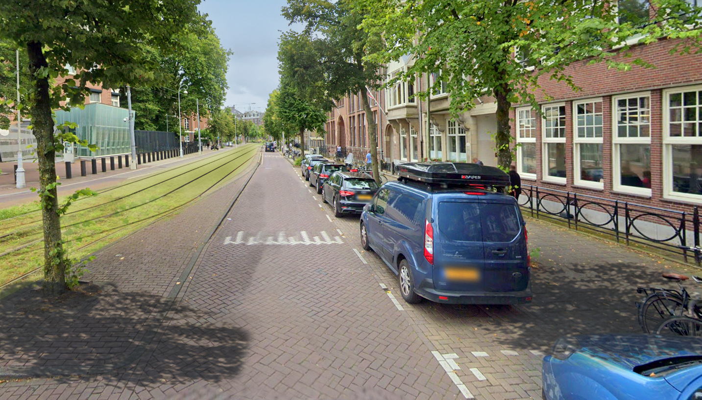 Optie 1: De trambaan wordt groen en de inrichting van de straat blijft hetzelfde.